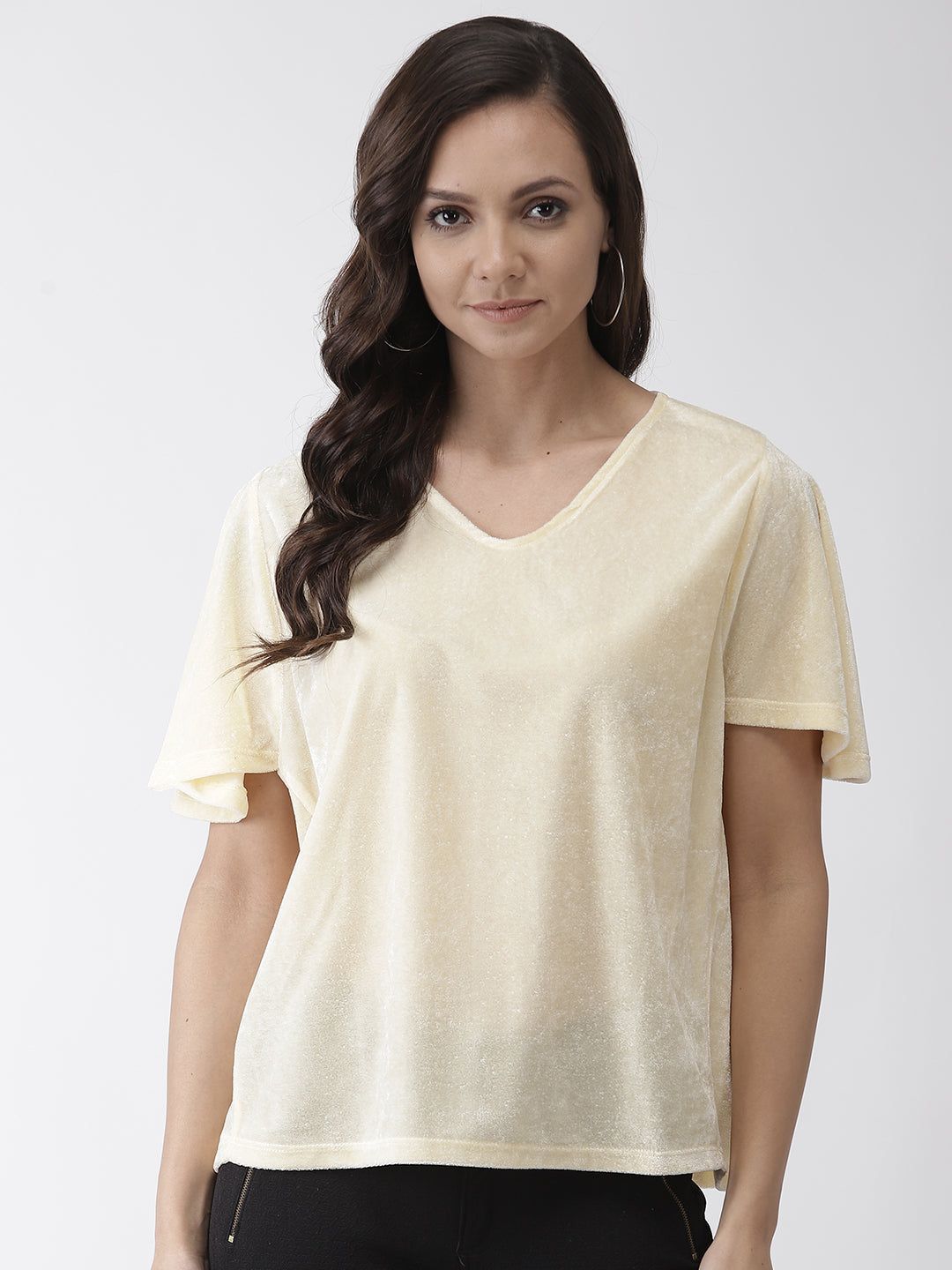 Cream color woven boxy top