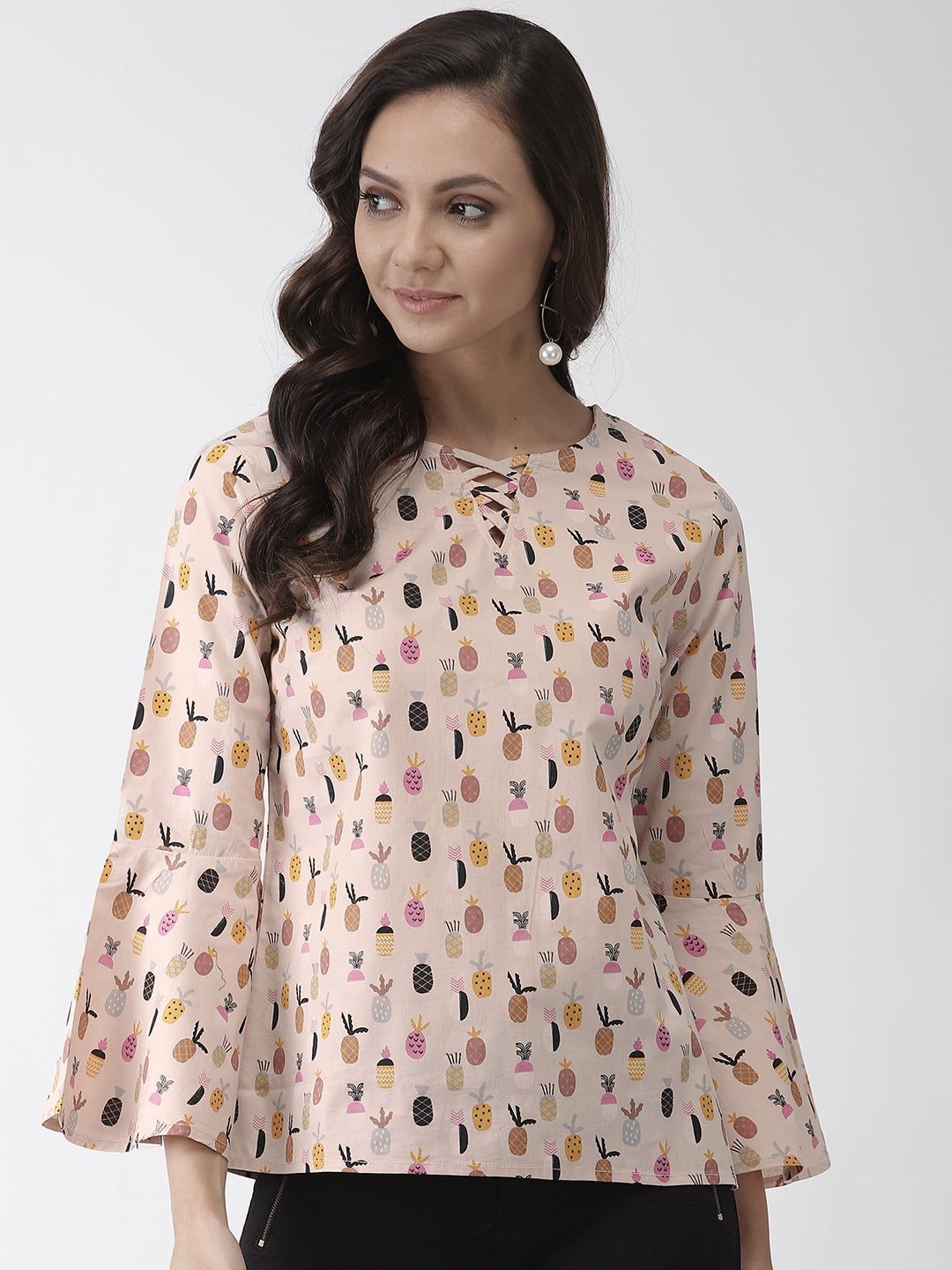 Pineapple print woven regular top