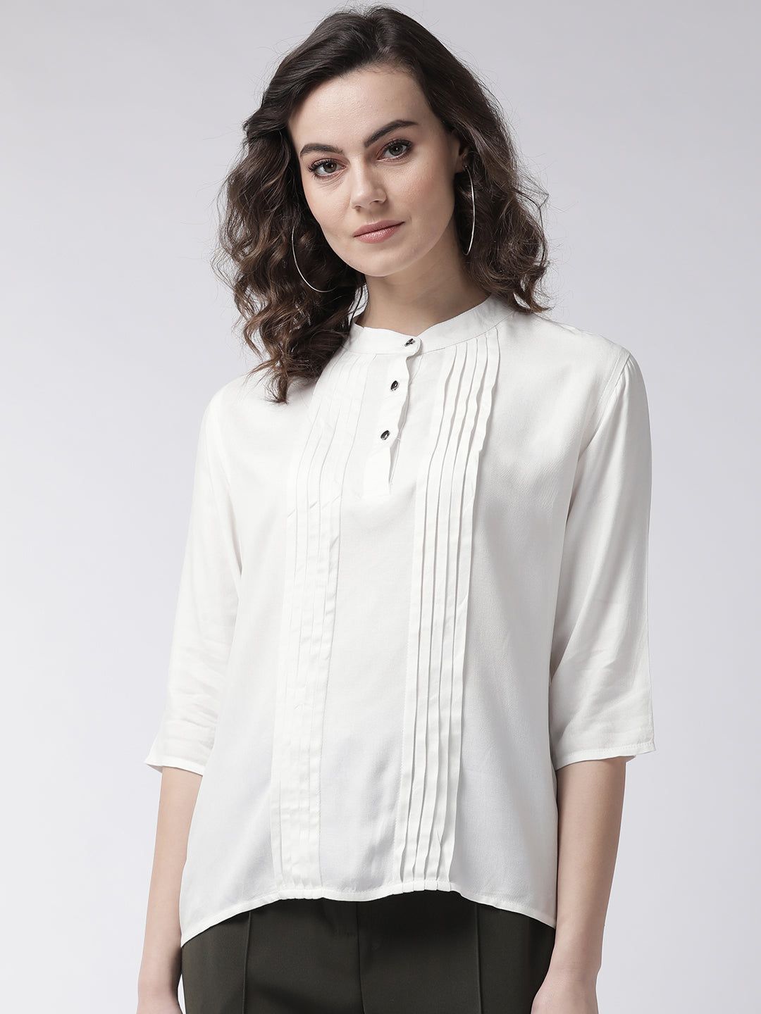White solid casual shirt top