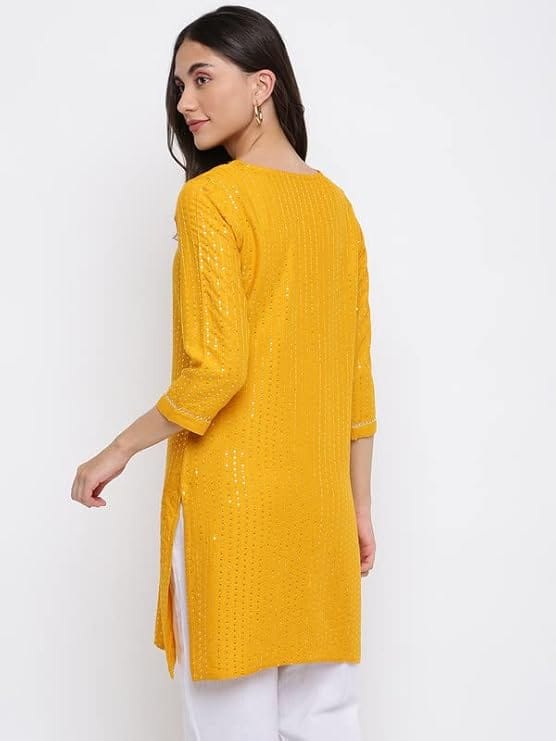 INDIAN KNOTS Yellow Embroidered Tunic_11-02-DG00305