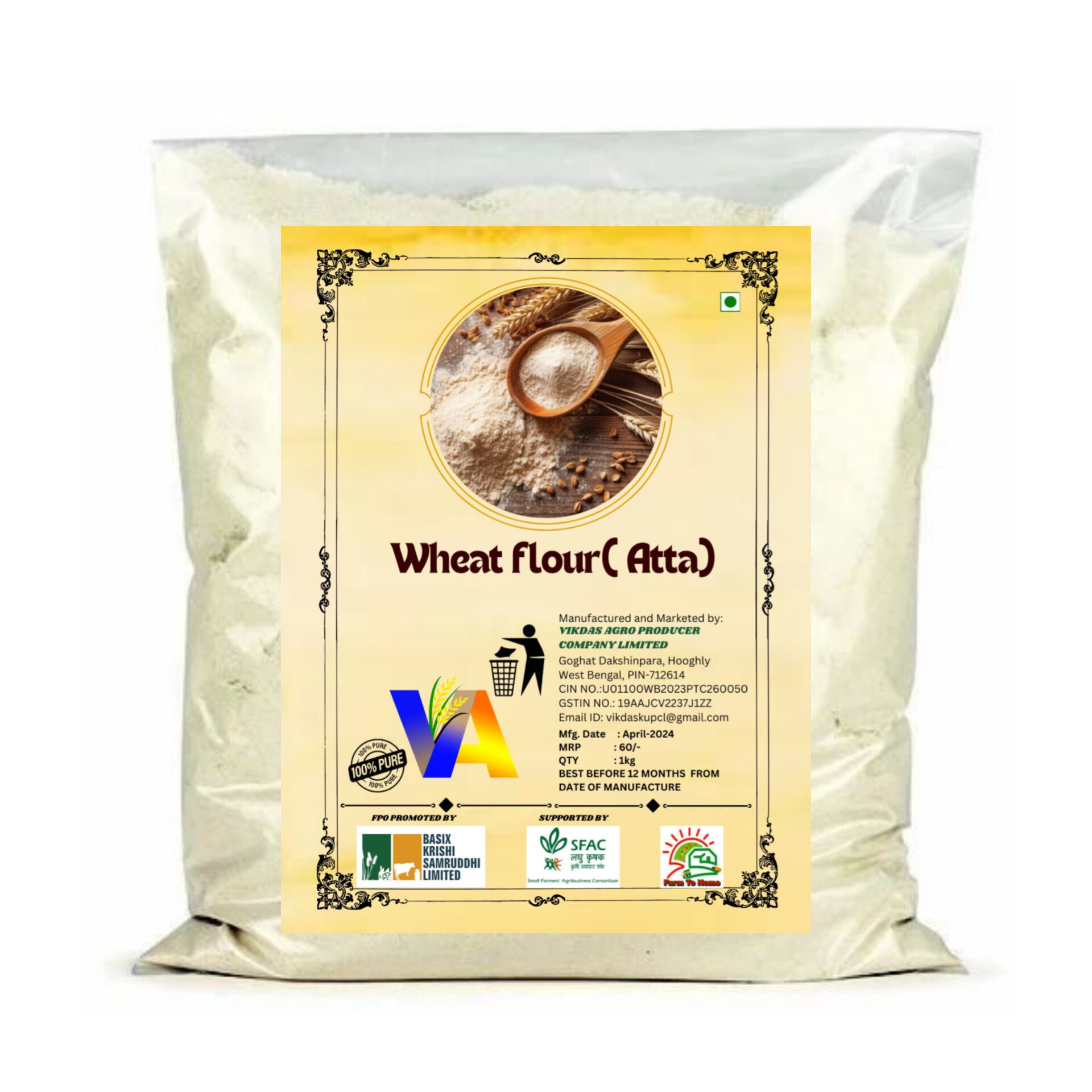Wheat Flour (Atta)/2kg (pack of 2)