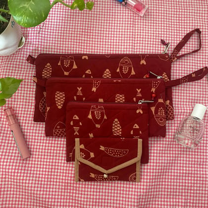 Quilted Cloth Utility Pouches Set of 4