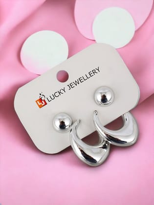 LUCKY JEWELLERY Fashion 2 Pairs Combo Set Of Latest Earrings Celebrity Inspired Stylish Trendy Silver Plated Stud Tops Earing C Shaped Dangle Semi Hoops Earring for Women & Girls (140-CHEX-1018-2) LUCKY JEWELLERY Fashion 2 Pairs Combo Set Of Latest Earrings Celebrity Inspired Stylish Trendy Silver Plated Stud Tops Earing C Shaped Dangle Semi Hoops Earring for Women & Girls (140-CHEX-1018-2)