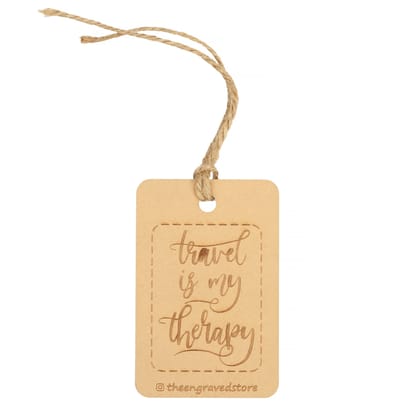 Personalised Wooden Luggage Tag - Travel is my Therapy