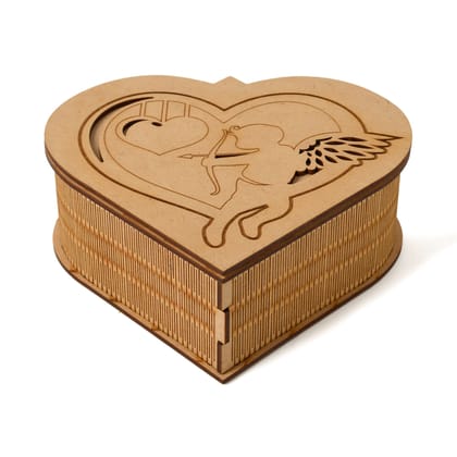 Heart Engraved Wooden Box