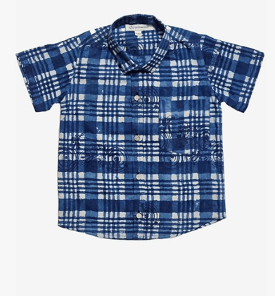 Cottonlush Indigo Minibikes and Checks Printed Blue Pure Cotton Half Sleeves Shirt for All Occasion Cottonlush Indigo Minibikes and Checks Printed Blue Pure Cotton Half Sleeves Shirt for All Occasion