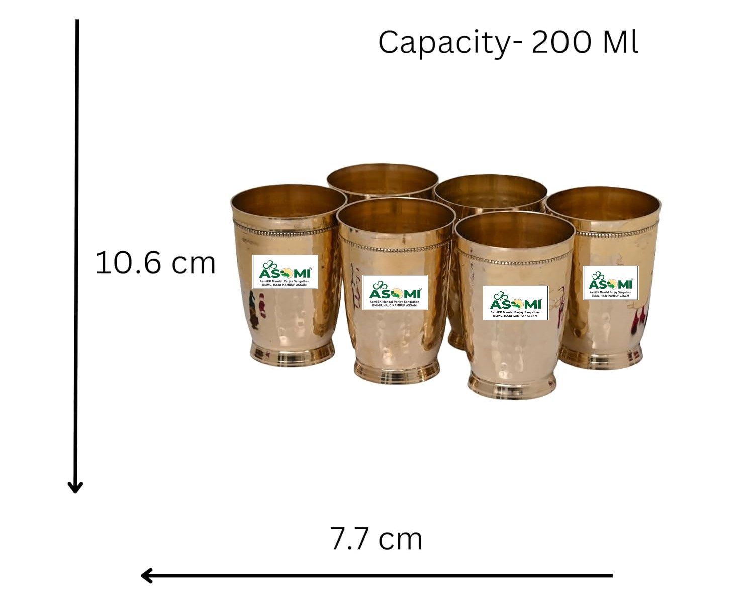 Pital Glass Hajo (Pure Brass ) Set of 6