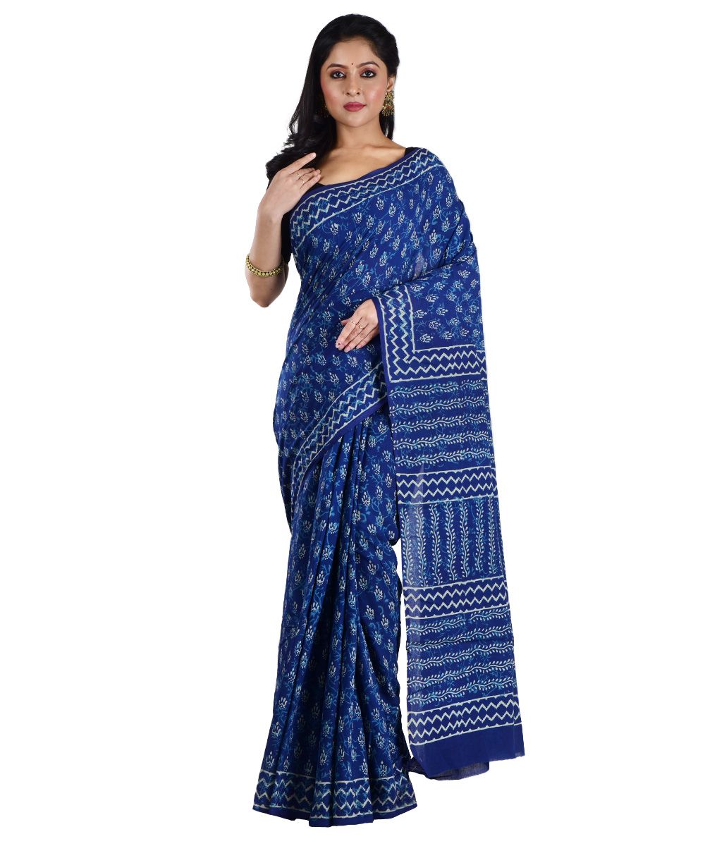 Resham Shilpi Cotton Block Printed Saree – Elegant Traditional Design with Handcrafted Patterns