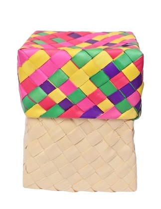 Handwoven Colorful Patchwork Basket - Eco-Friendly Storage Handwoven Colorful Patchwork Basket - Eco-Friendly Storage