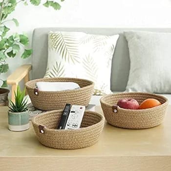 Small box mini rope paper storage Cotton basket for kids toys, fruits, kitchen, office, shelf (3)