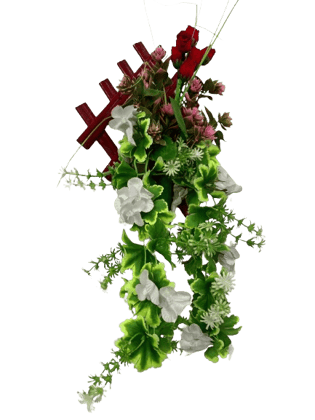 ASOMI BAMBOO FLOWER HANGING VASE WITH BUNCH OF ARTIFICIAL FLOWERS ASOMI BAMBOO FLOWER HANGING VASE WITH BUNCH OF ARTIFICIAL FLOWERS