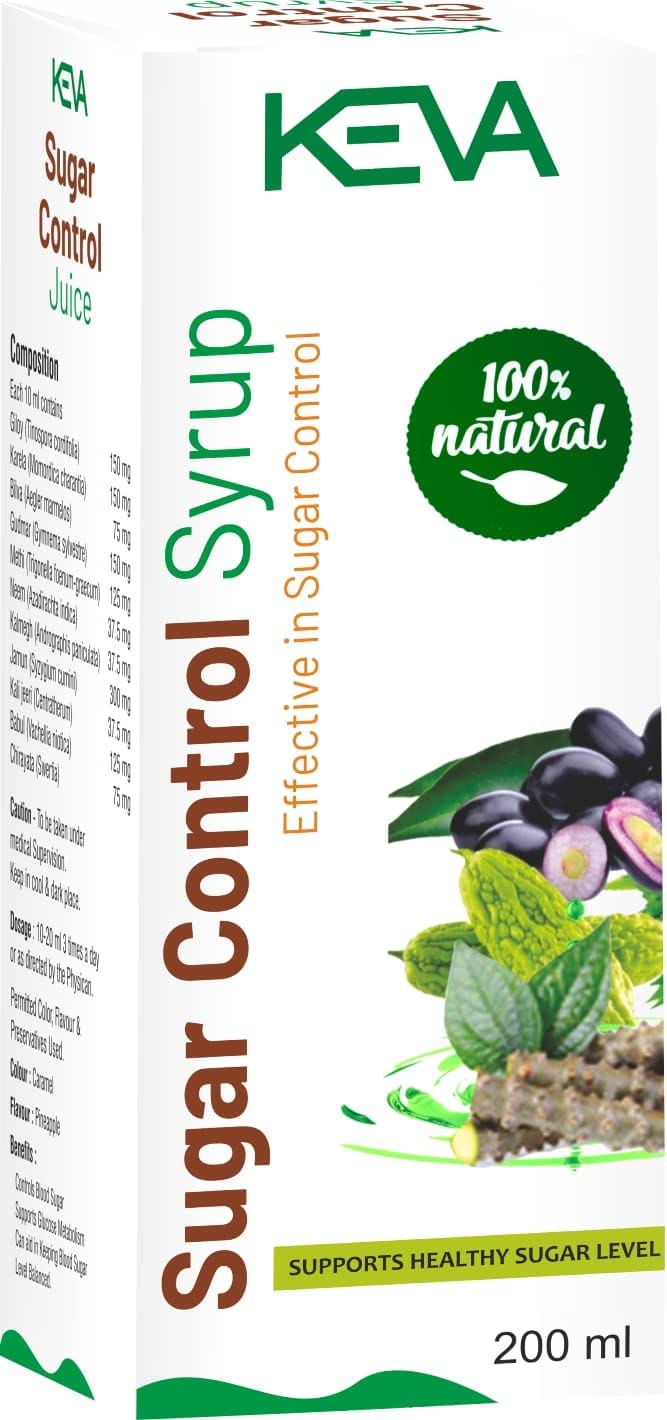 Keva Sugar Control Syrup 200ml - Controls Blood Sugar Naturally | Enriched with Neem, Ashwagandha, Shatavari, Shilajit