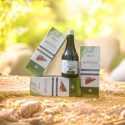 Liv 4 Zyme Syrup 200 ml pack of 4 (Ayurvedic) Natural Hebal product