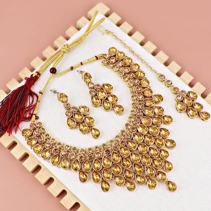 LUCKY JEWELLERY Designer Gold Plated Gold Color Stone Necklace Set For Women & Girls (825-L1SS-837-LCT) LUCKY JEWELLERY Designer Gold Plated Gold Color Stone Necklace Set For Women & Girls (825-L1SS-837-LCT)