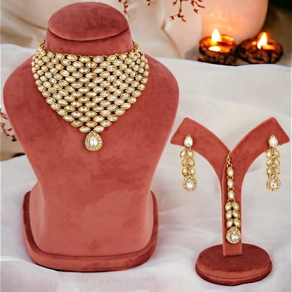 LUCKY JEWELLERY Designer Gold Plated White Color Stone Necklace Set For Women & Girls (875-L1SS-838-W) LUCKY JEWELLERY Designer Gold Plated White Color Stone Necklace Set For Women & Girls (875-L1SS-838-W)