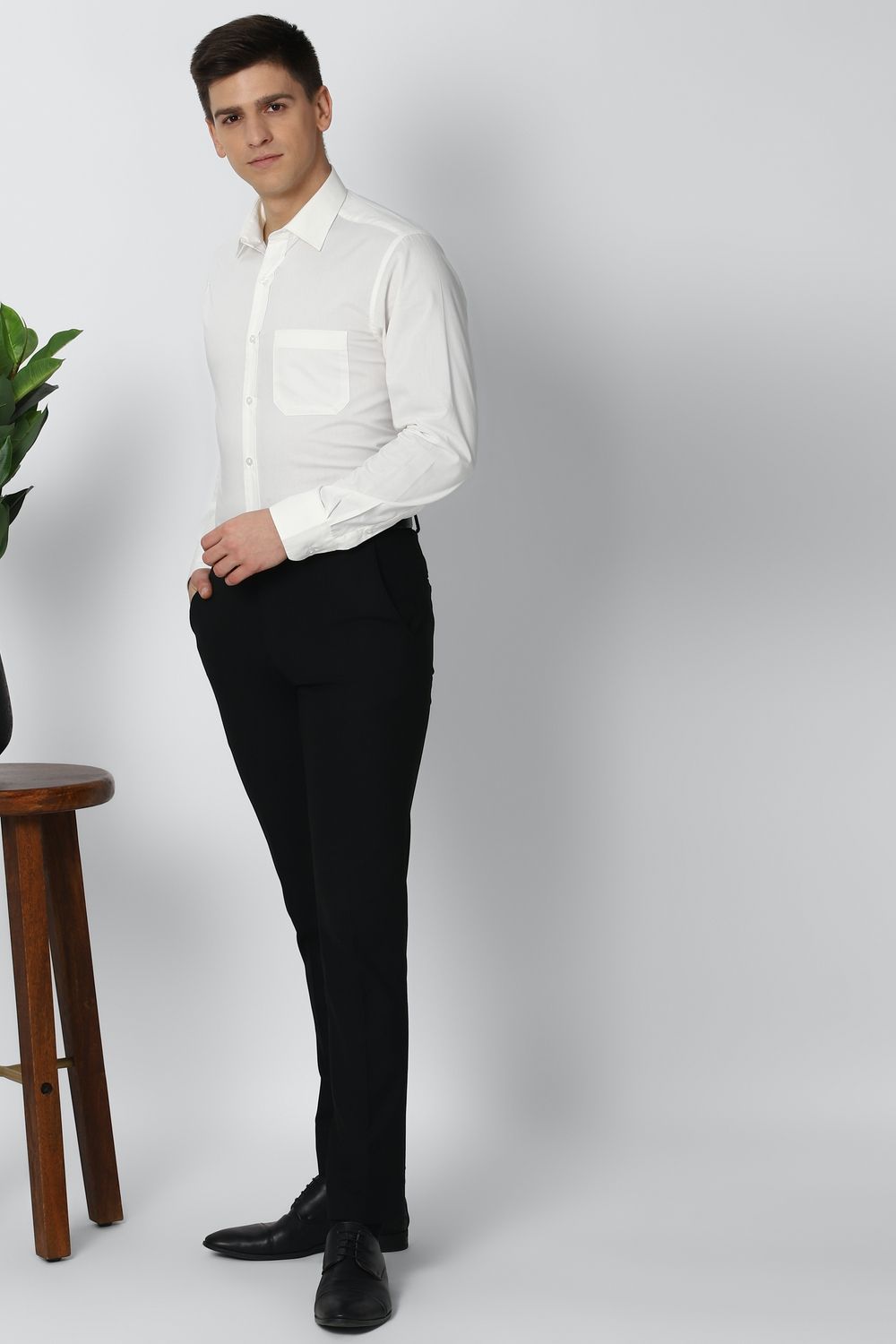 Men White Regular Fit Formal Full Sleeves Formal Shirt