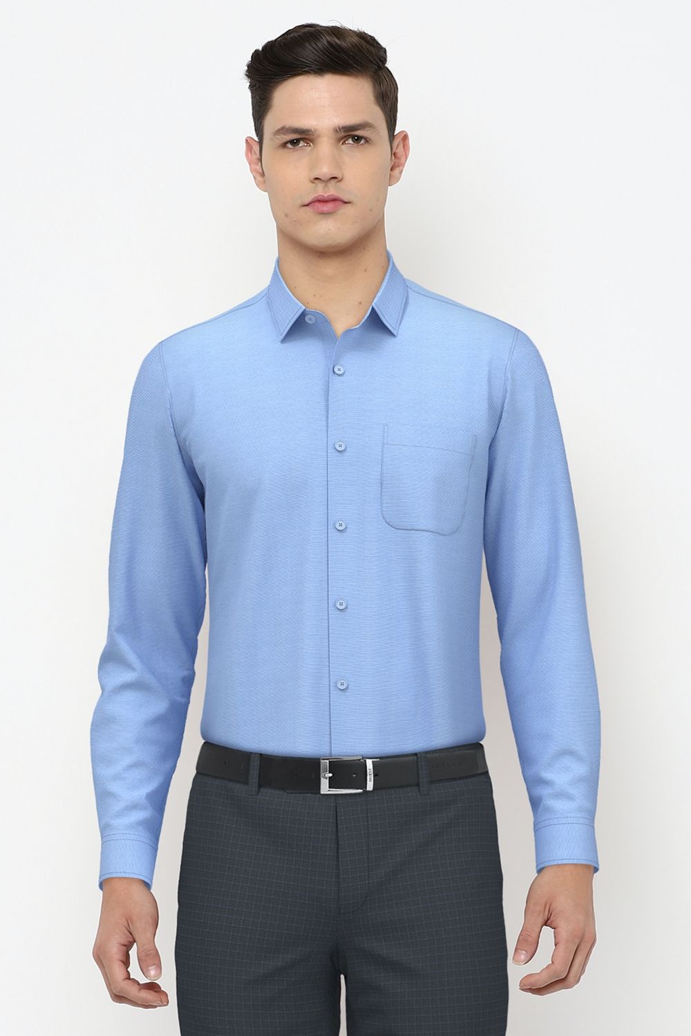 Men Blue Regular Fit Formal Full Sleeves Formal Shirt
