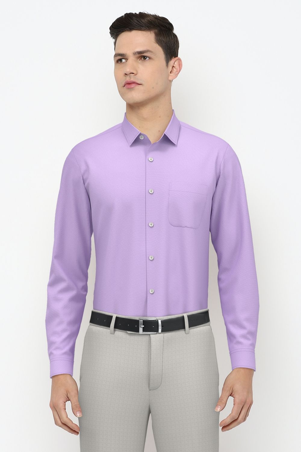 Men Purple Regular Fit Formal Full Sleeves Formal Shirt