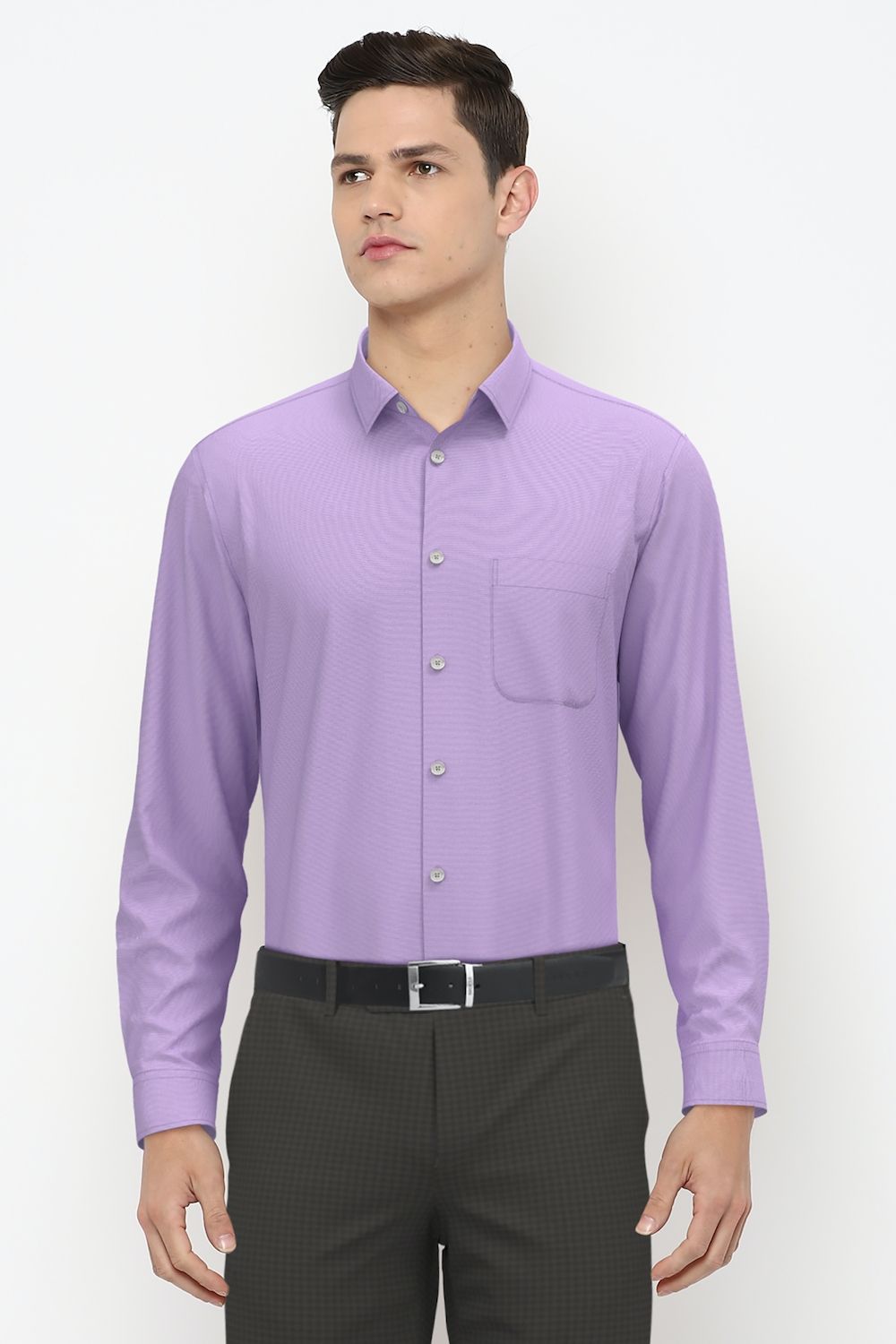 Men Purple Slim Fit Formal Full Sleeves Formal Shirt