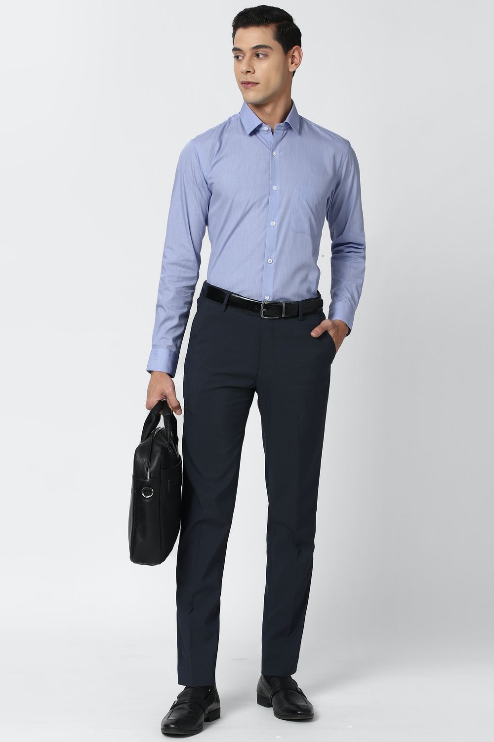 Men Blue Regular Fit Formal Full Sleeves Formal Shirt