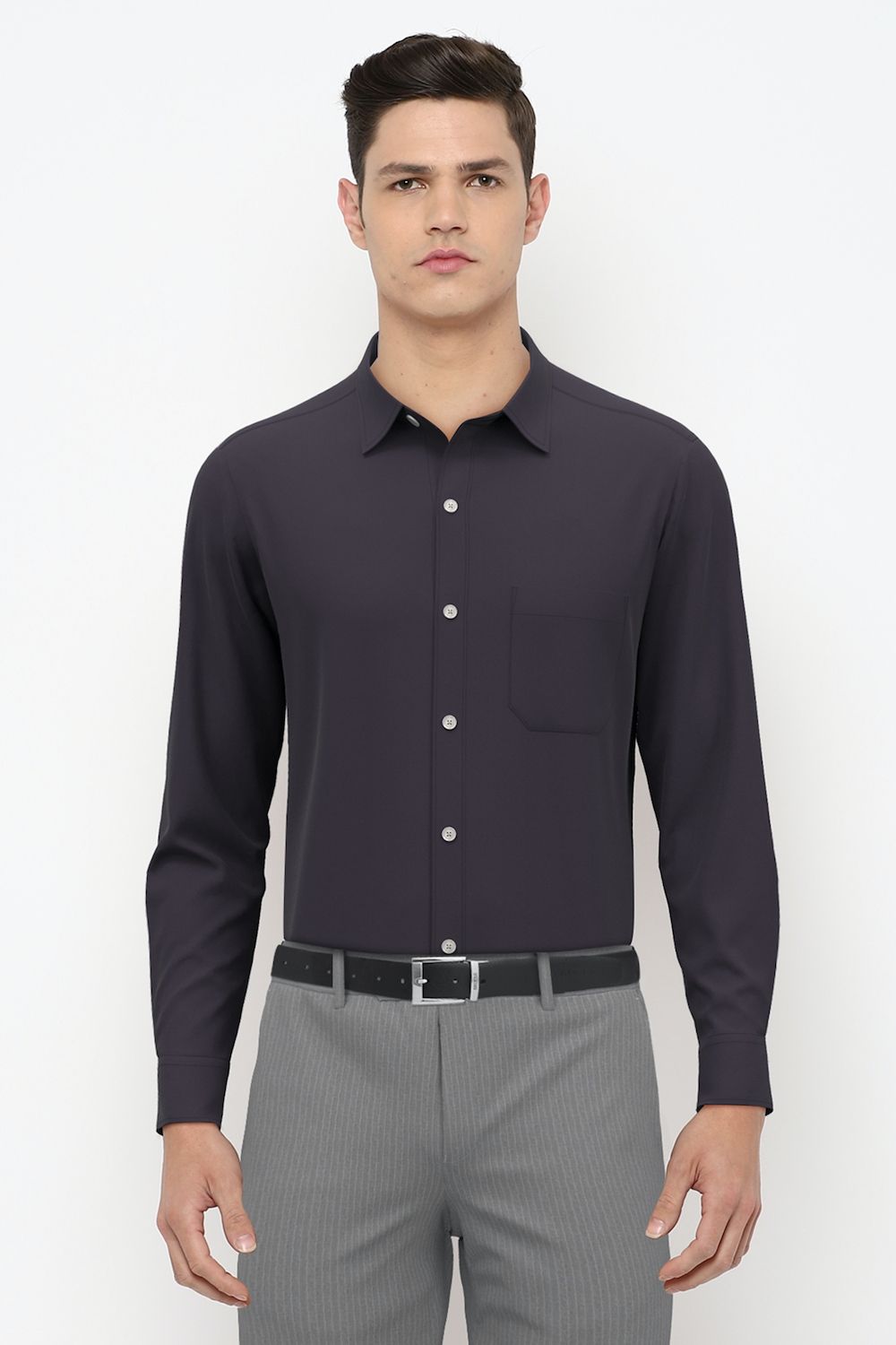 Men Navy Regular Fit Formal Full Sleeves Formal Shirt