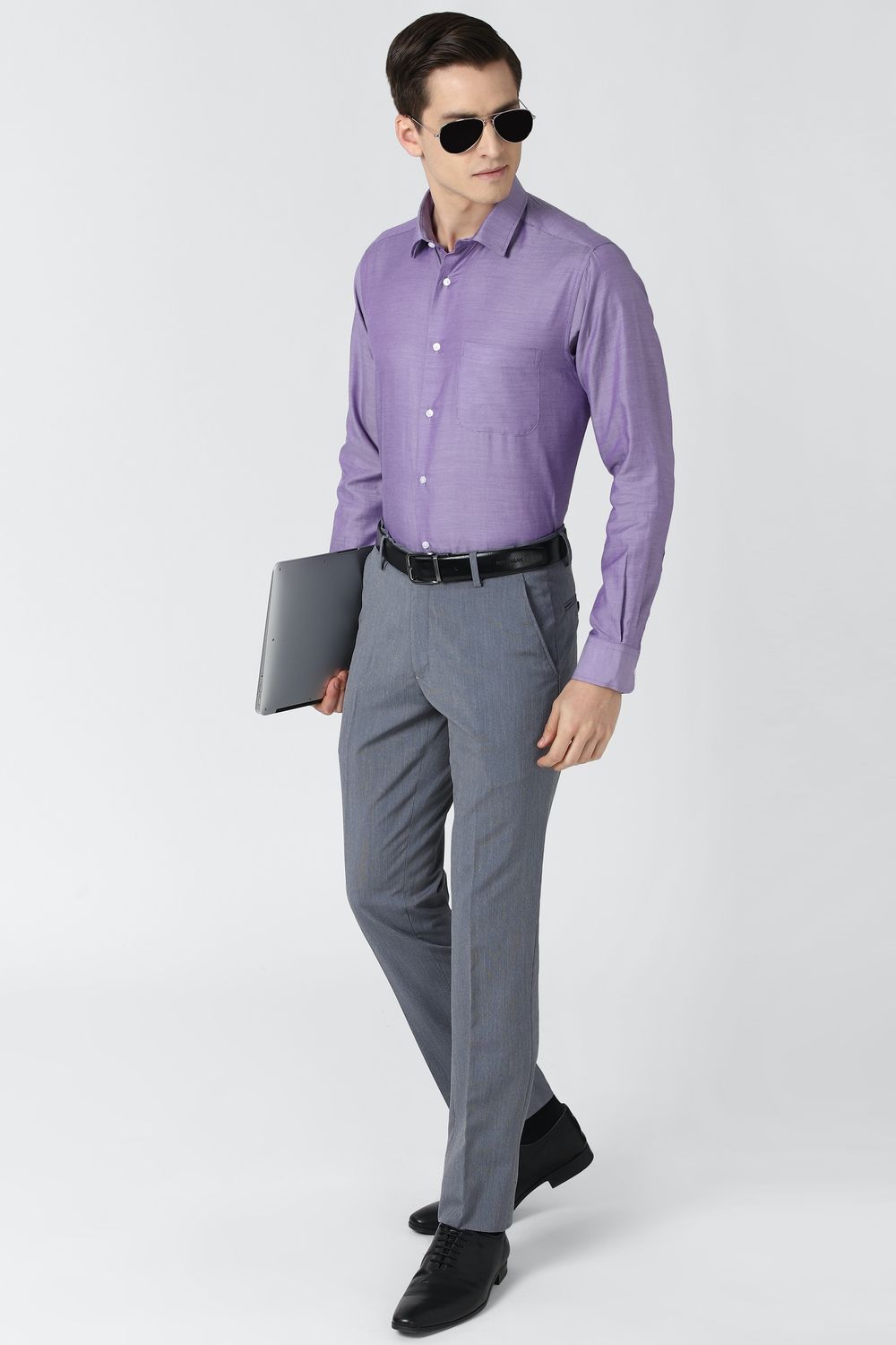 Men Purple Regular Fit Formal Full Sleeves Formal Shirt
