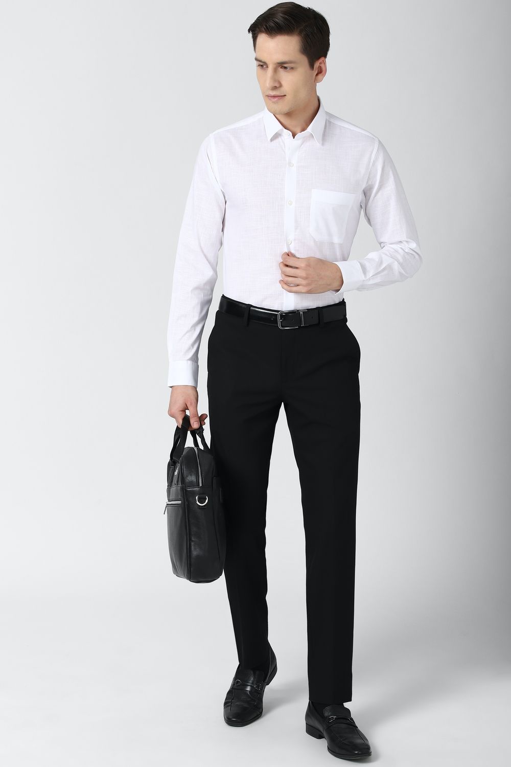 Men White Slim Fit Formal Full Sleeves Formal Shirt