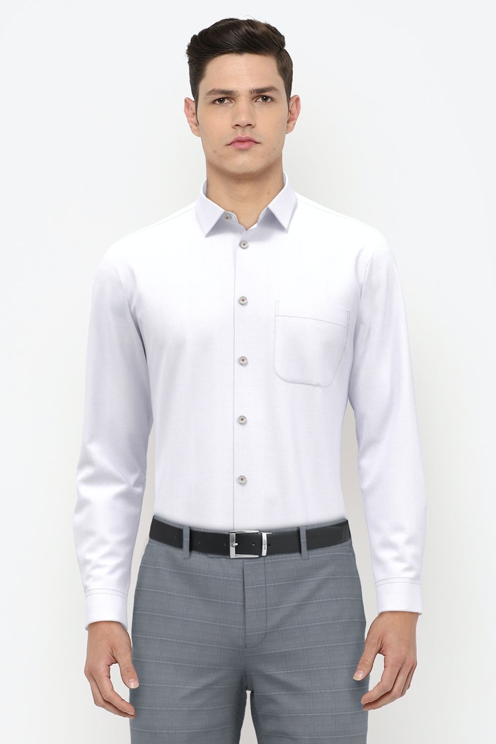 Men White Slim Fit Formal Full Sleeves Formal Shirt
