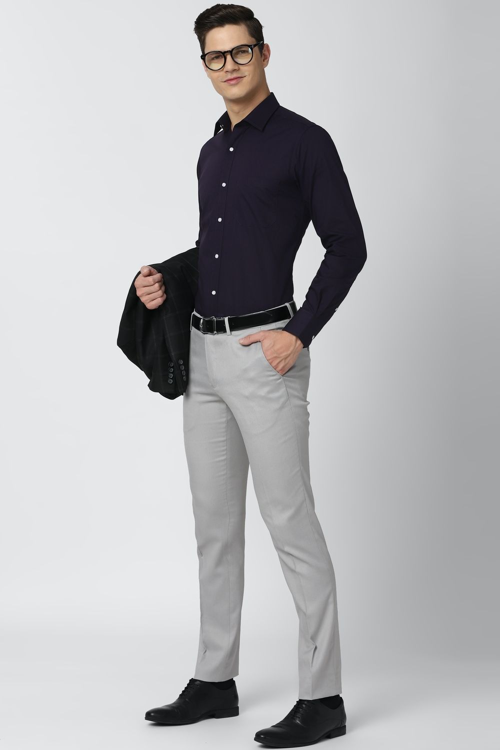Men Navy Slim Fit Formal Full Sleeves Formal Shirt