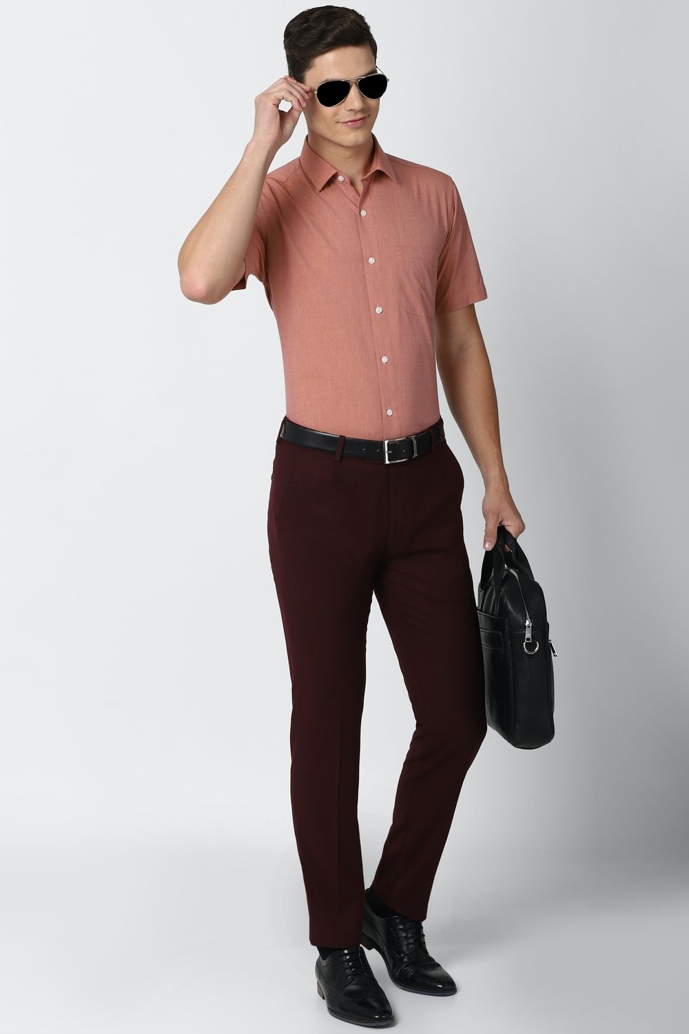 Men Pink Regular Fit Formal Half Sleeves Formal Shirt