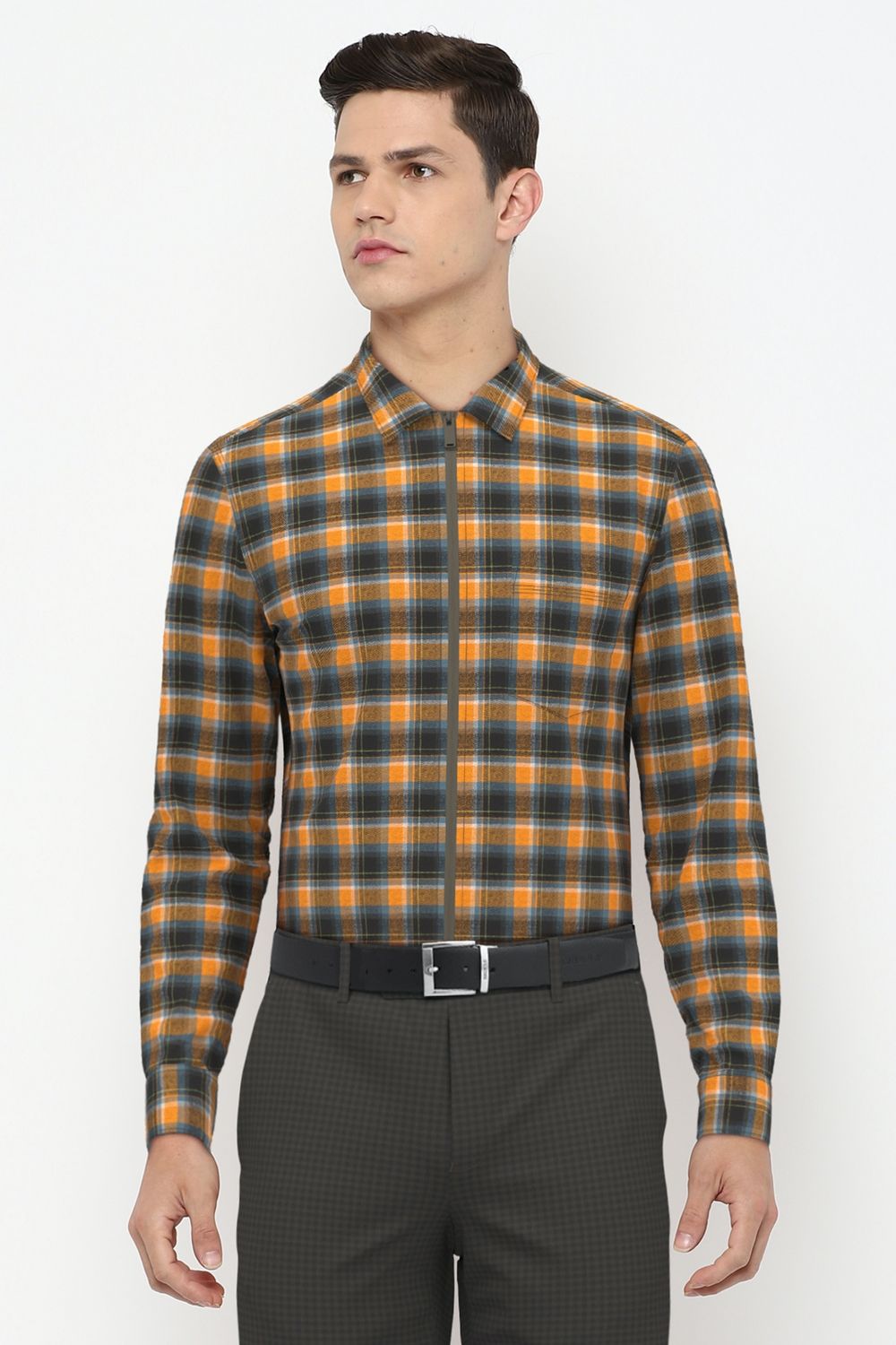 Men Multi Super Slim Fit Check Full Sleeves Casual Shirt