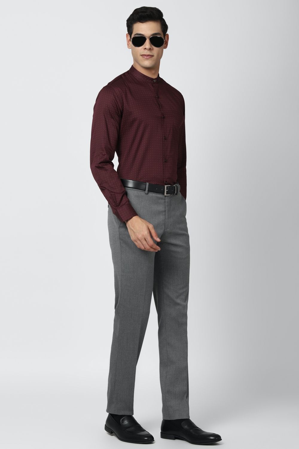 Men Maroon Slim Fit Formal Full Sleeves Formal Shirt