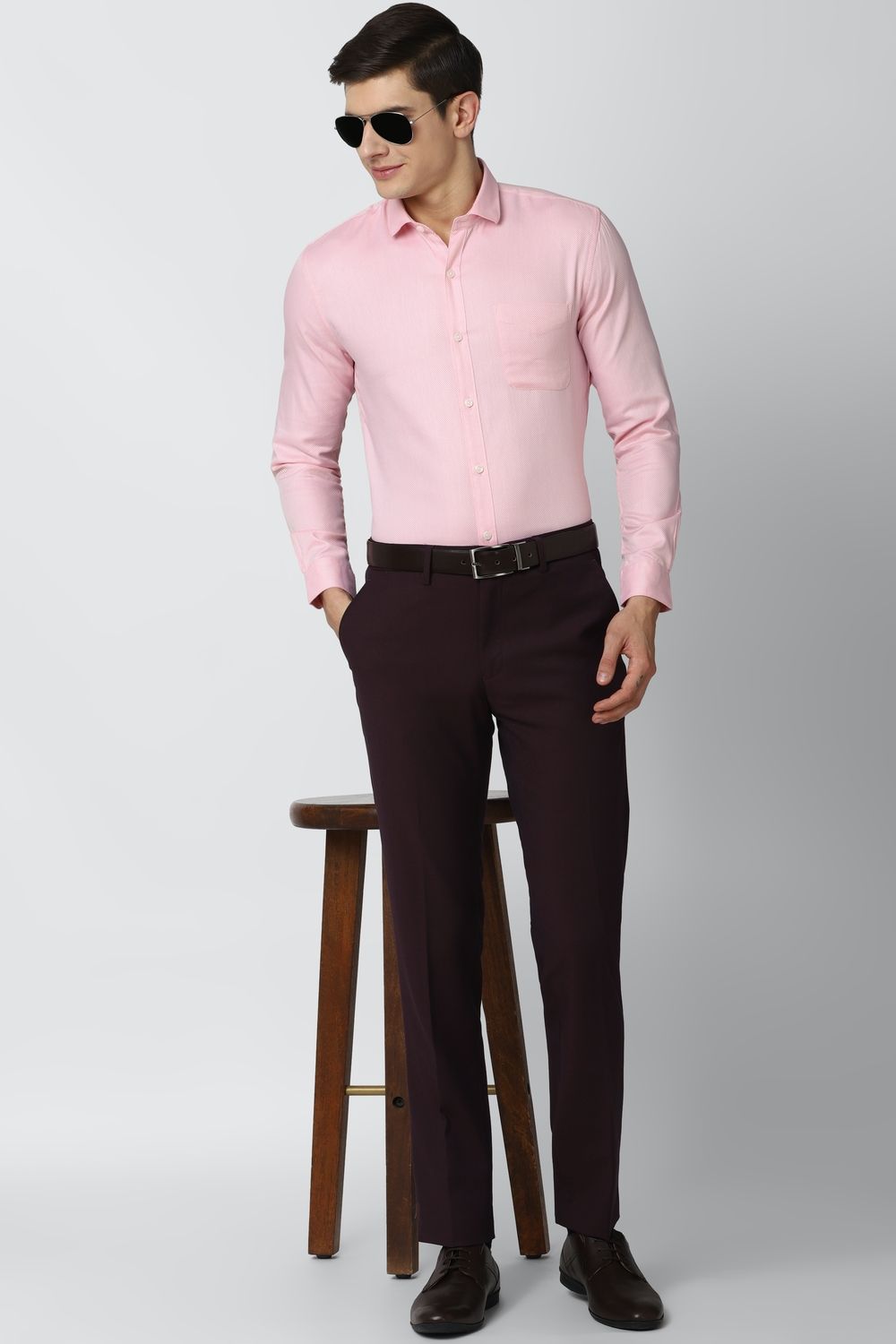Men Pink Slim Fit Formal Full Sleeves Formal Shirt