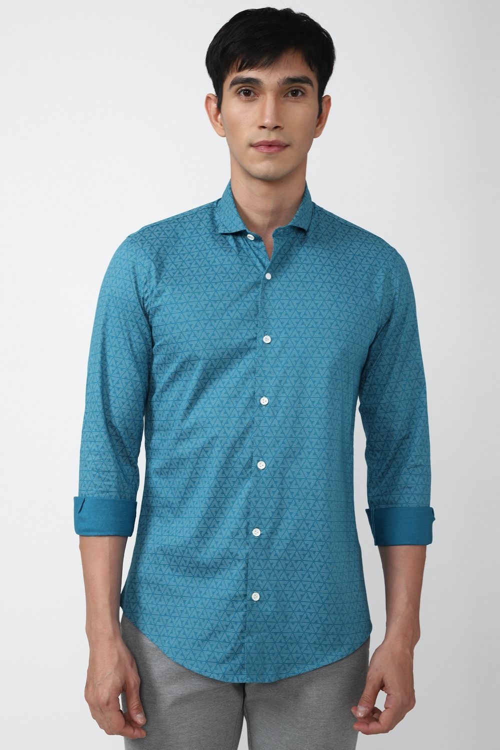 Men Blue Athletic Fit Formal Full Sleeves Formal Shirt