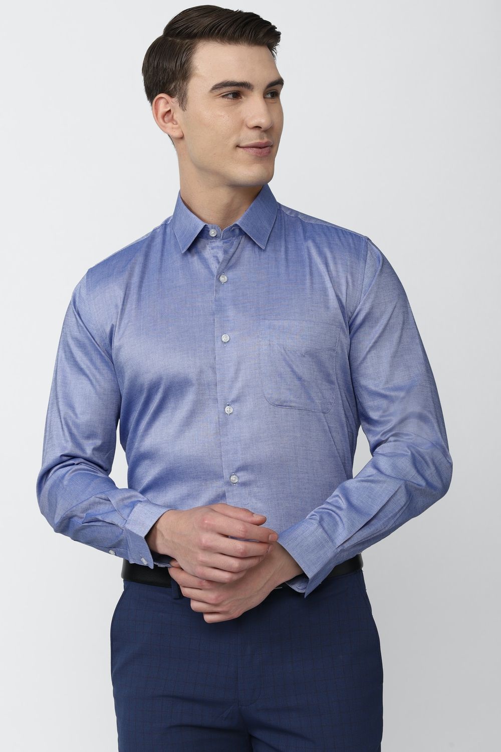 Men Blue Regular Fit Formal Full Sleeves Formal Shirt