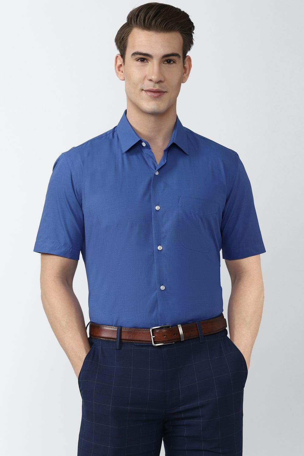 Peter England Blue Half Sleeves Formal Shirt