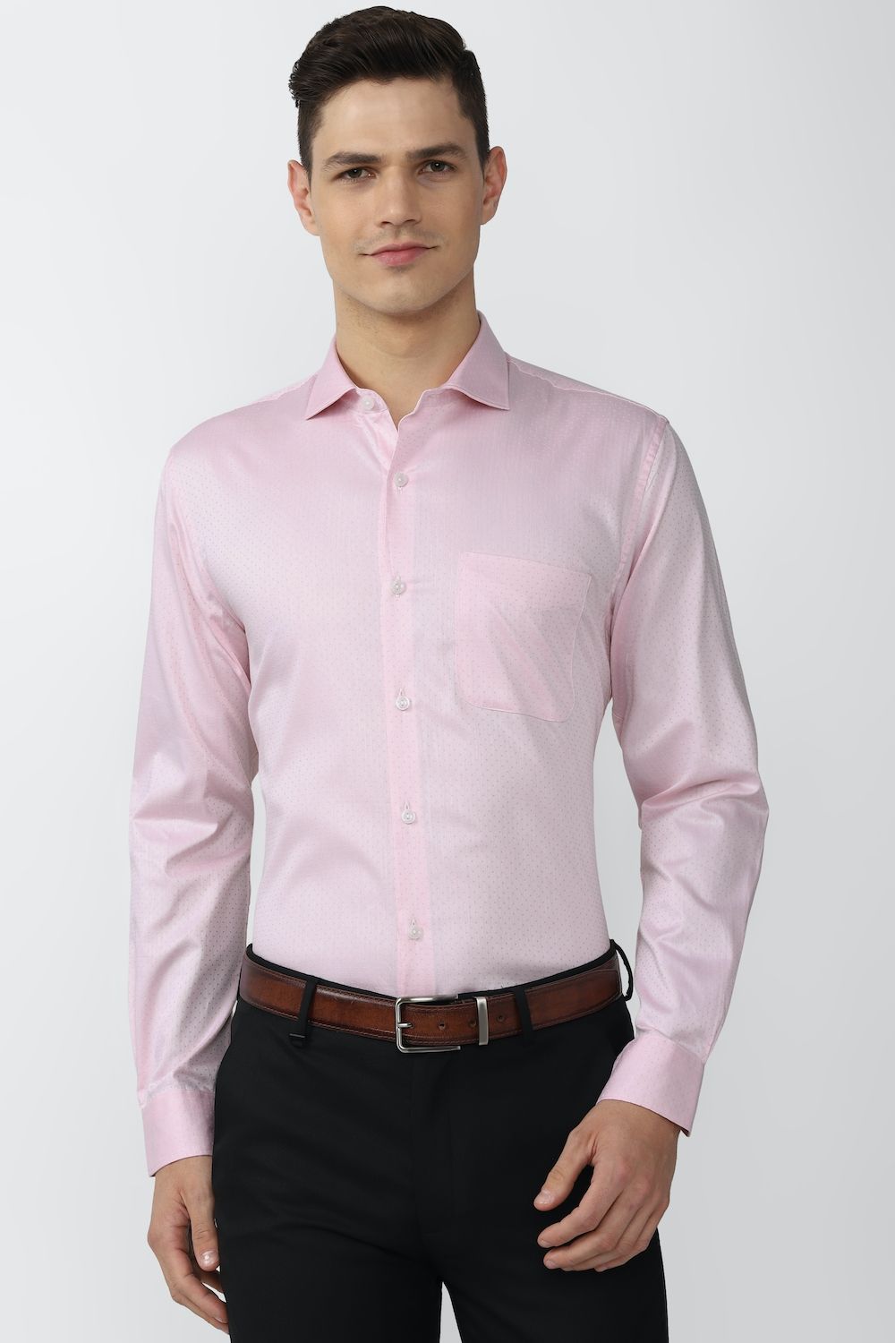 Men Pink Slim Fit Formal Full Sleeves Formal Shirt