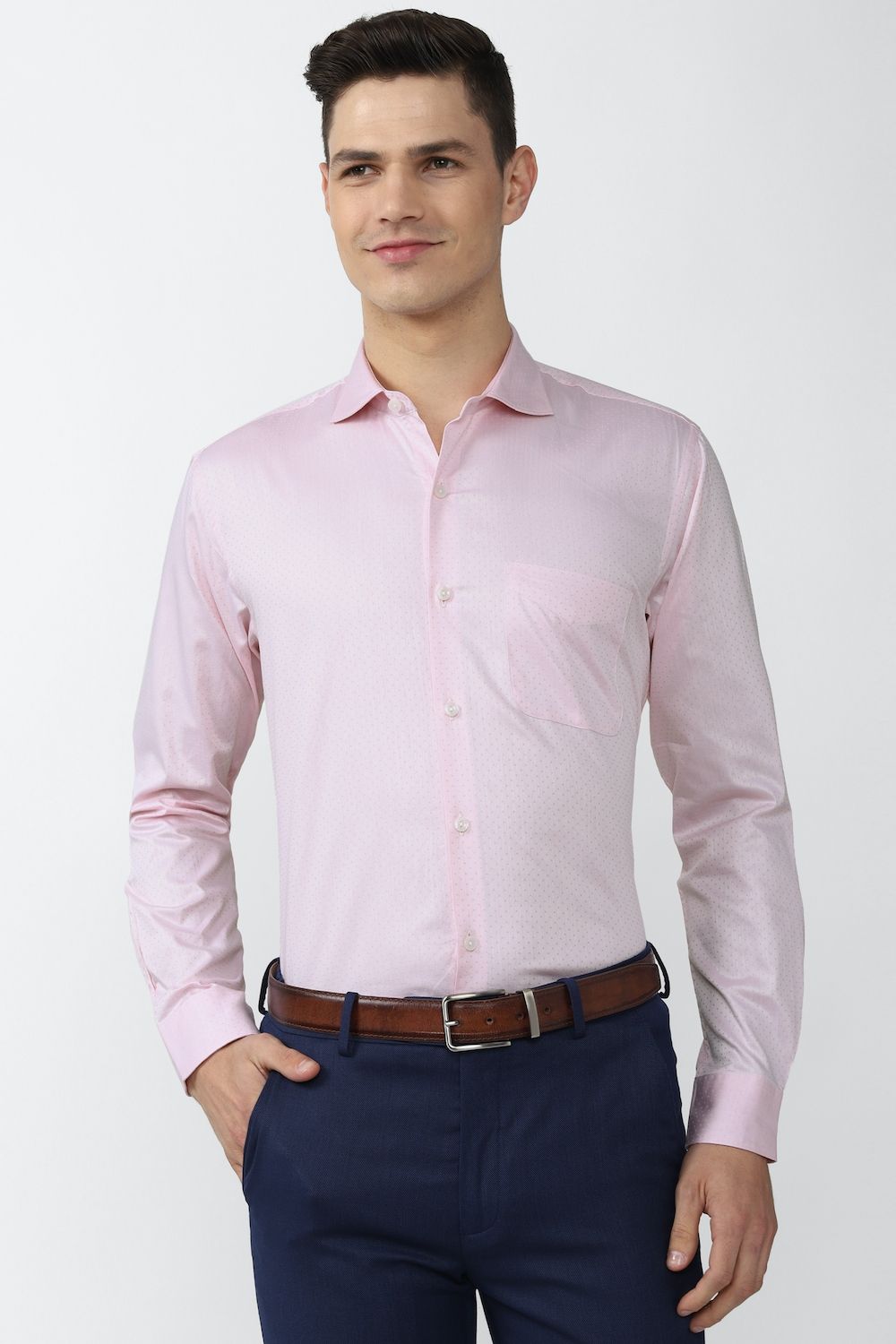 Men Pink Regular Fit Formal Full Sleeves Formal Shirt