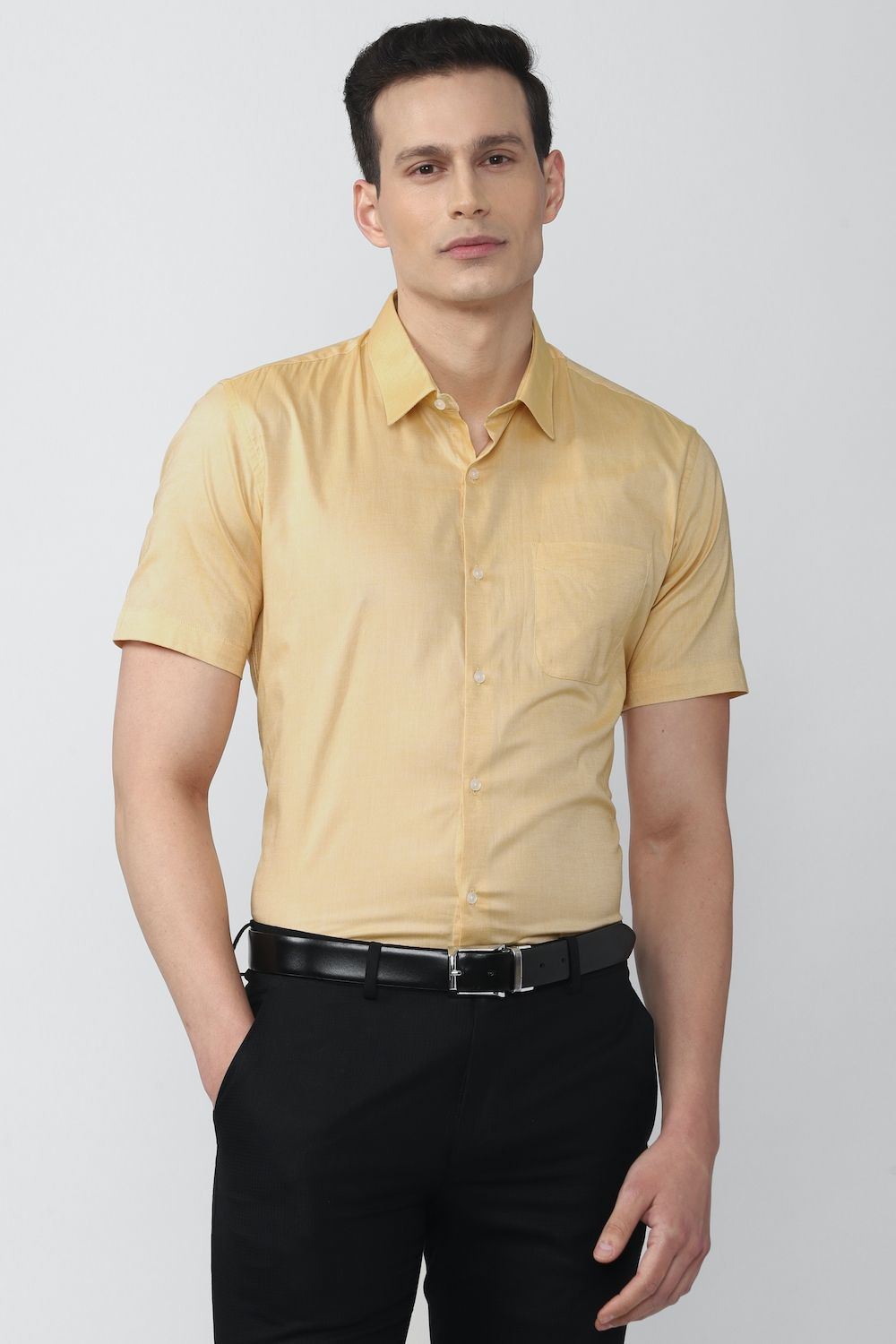 Peter England Yellow Half Sleeves Formal Shirt