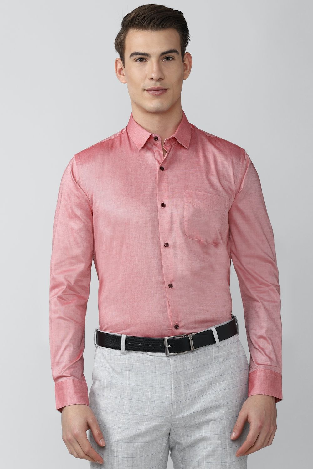Men Pink Regular Fit Formal Full Sleeves Formal Shirt