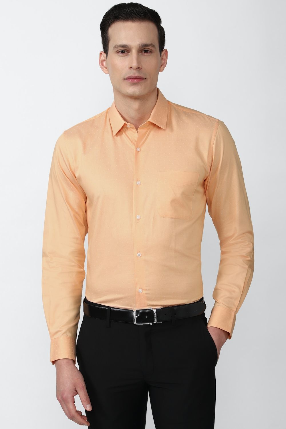 Men Beige Slim Fit Formal Full Sleeves Formal Shirt