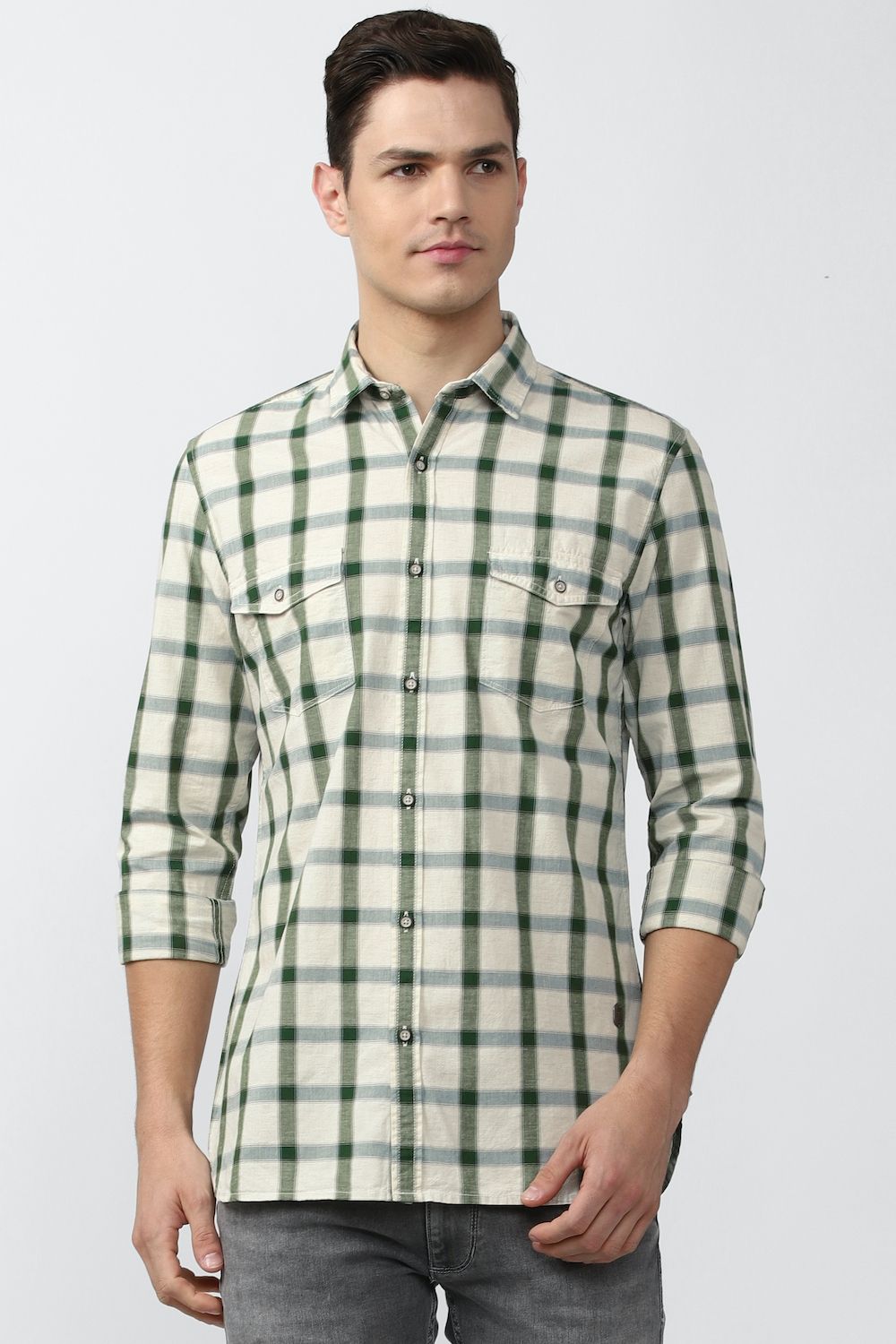 Men Multi Super Slim Fit Check Full Sleeves Casual Shirt