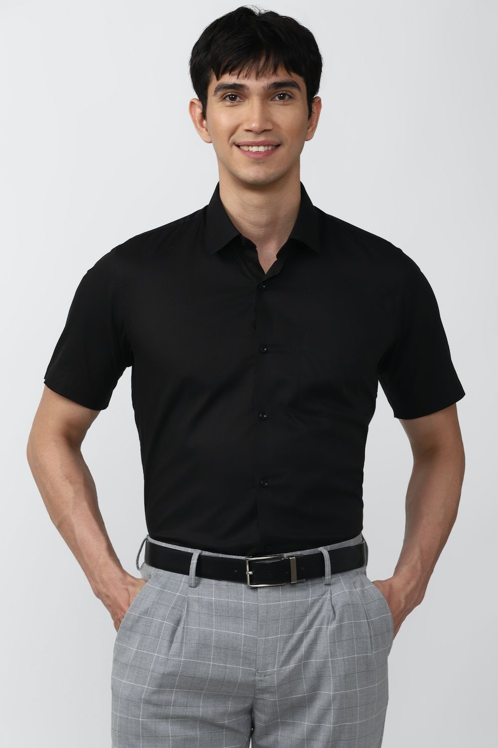 Peter England Black Half Sleeves Formal Shirt