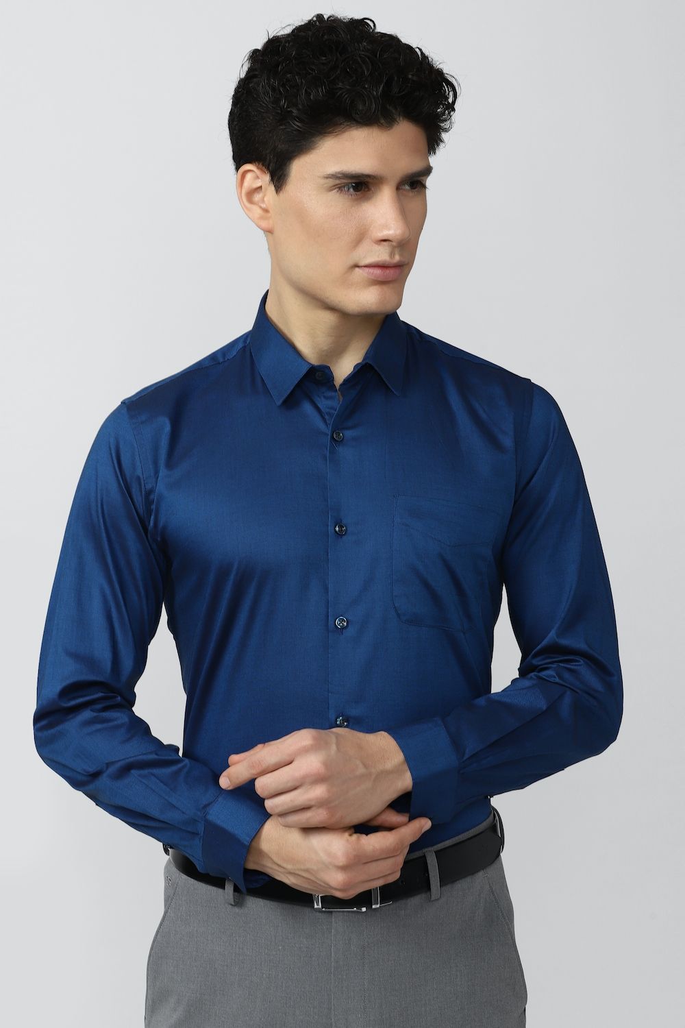 Men Blue Slim Fit Formal Full Sleeves Formal Shirt