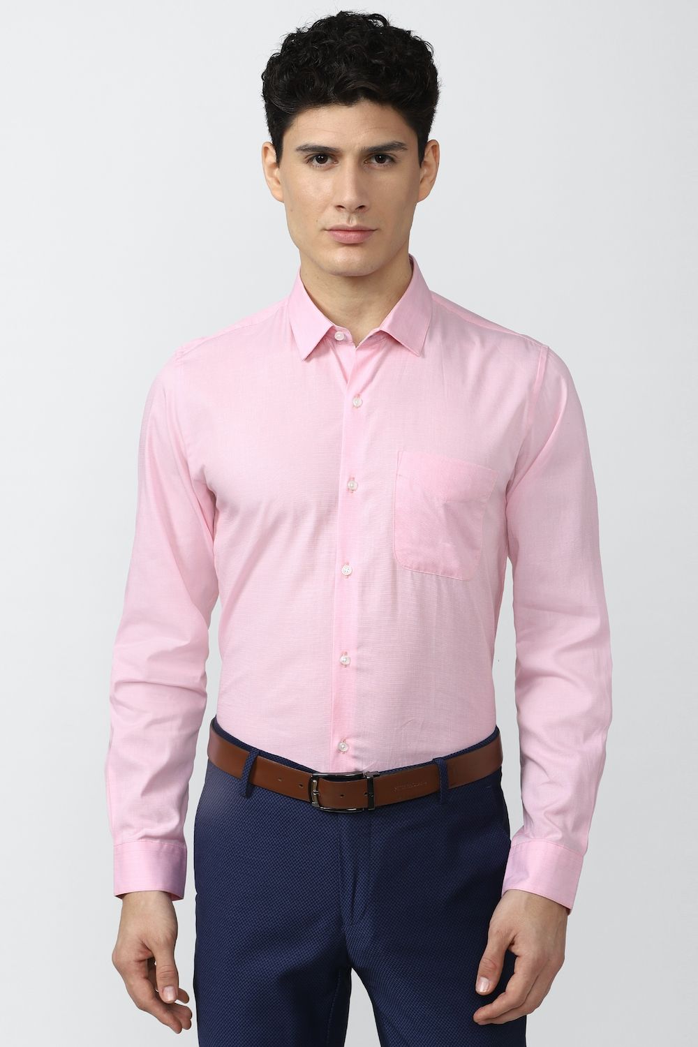 Men Pink Slim Fit Formal Full Sleeves Formal Shirt