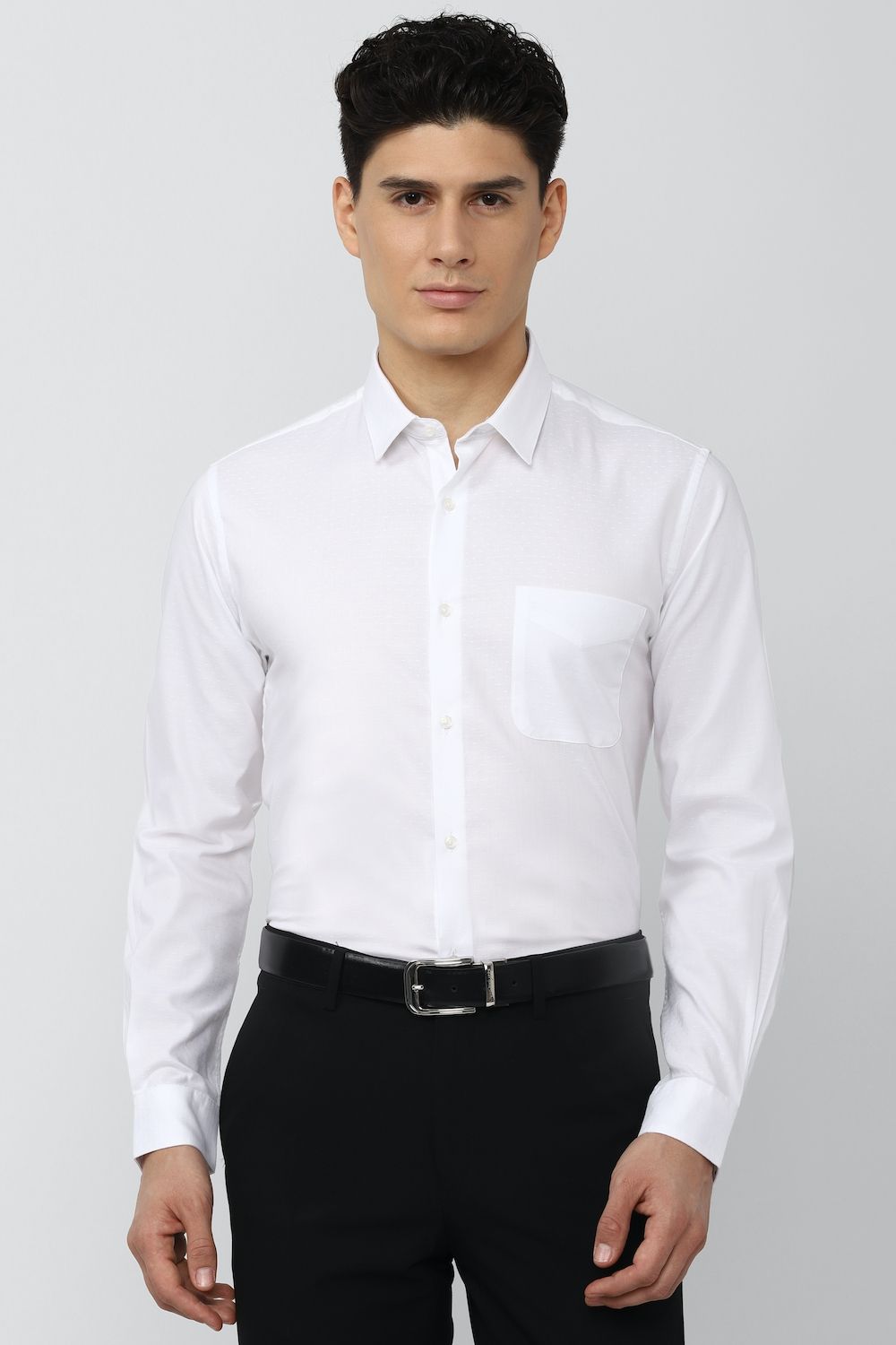 Men White Slim Fit Formal Full Sleeves Formal Shirt