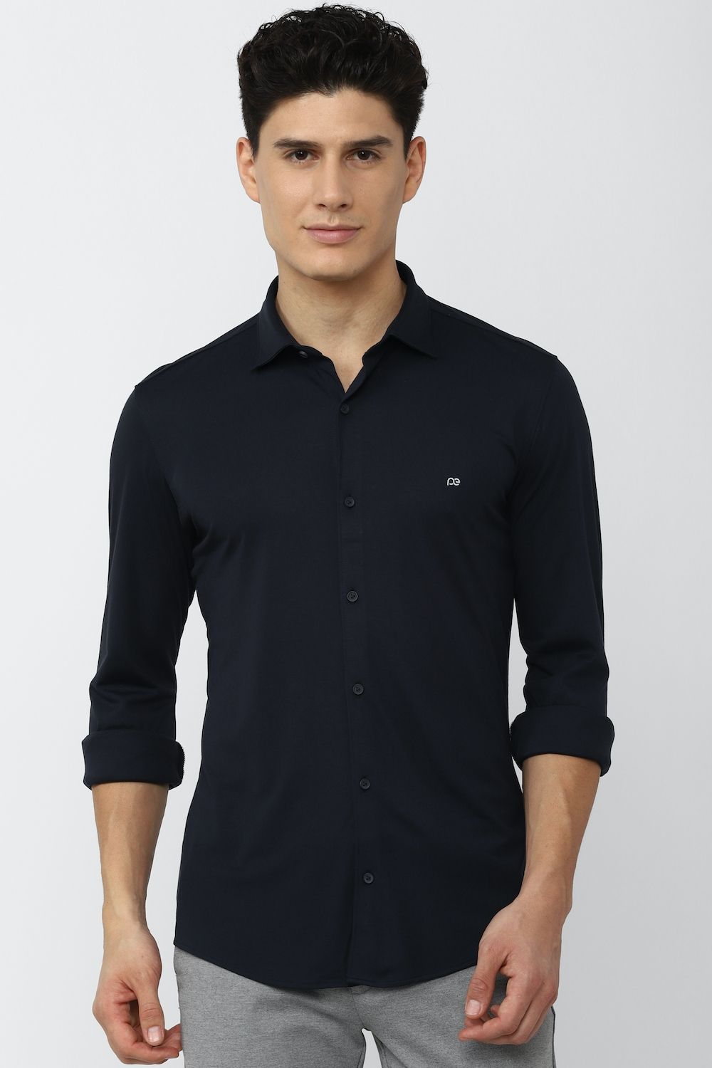 Men Navy Athletic Fit Formal Full Sleeves Formal Shirt
