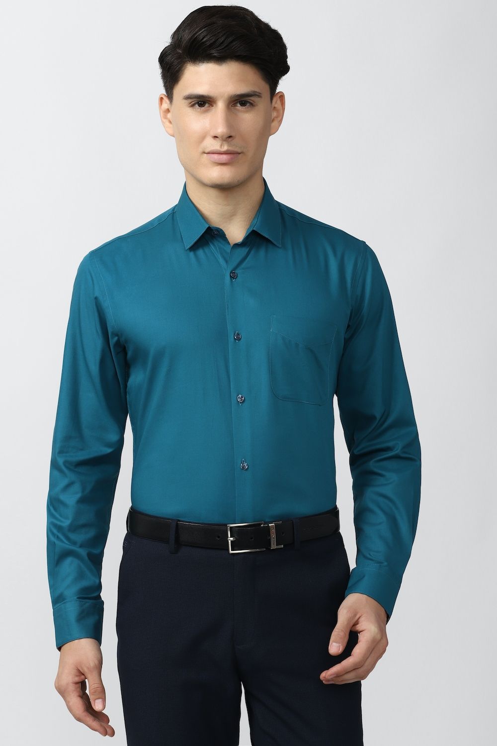 Men Blue Regular Fit Formal Full Sleeves Formal Shirt
