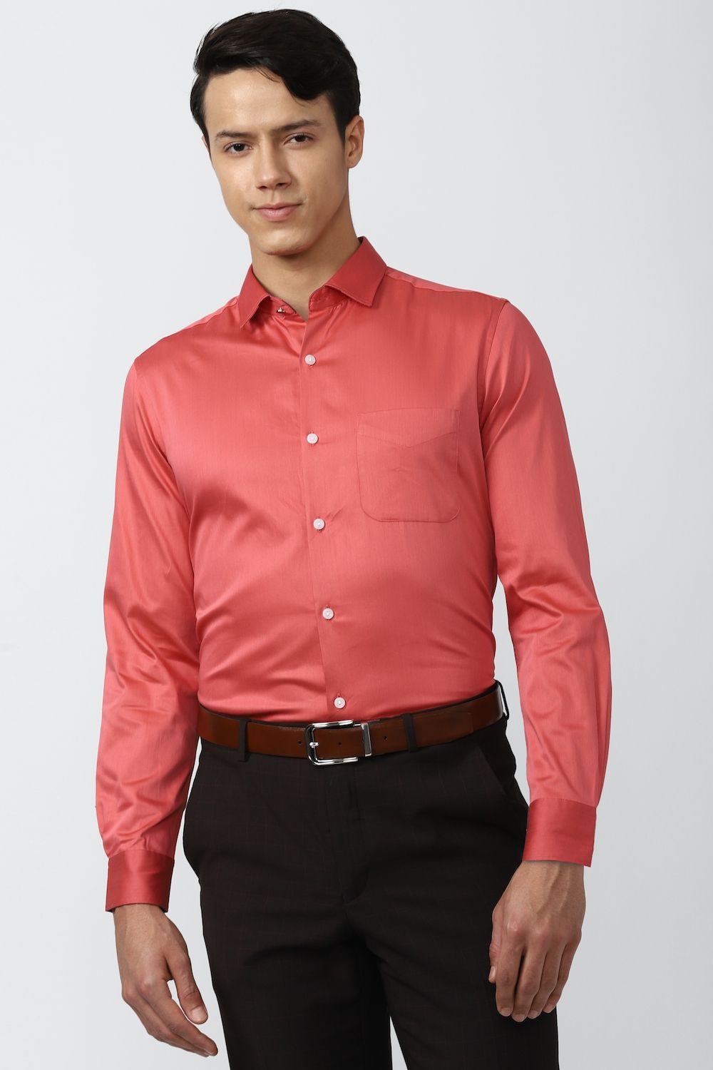 Men Pink Regular Fit Formal Full Sleeves Formal Shirt