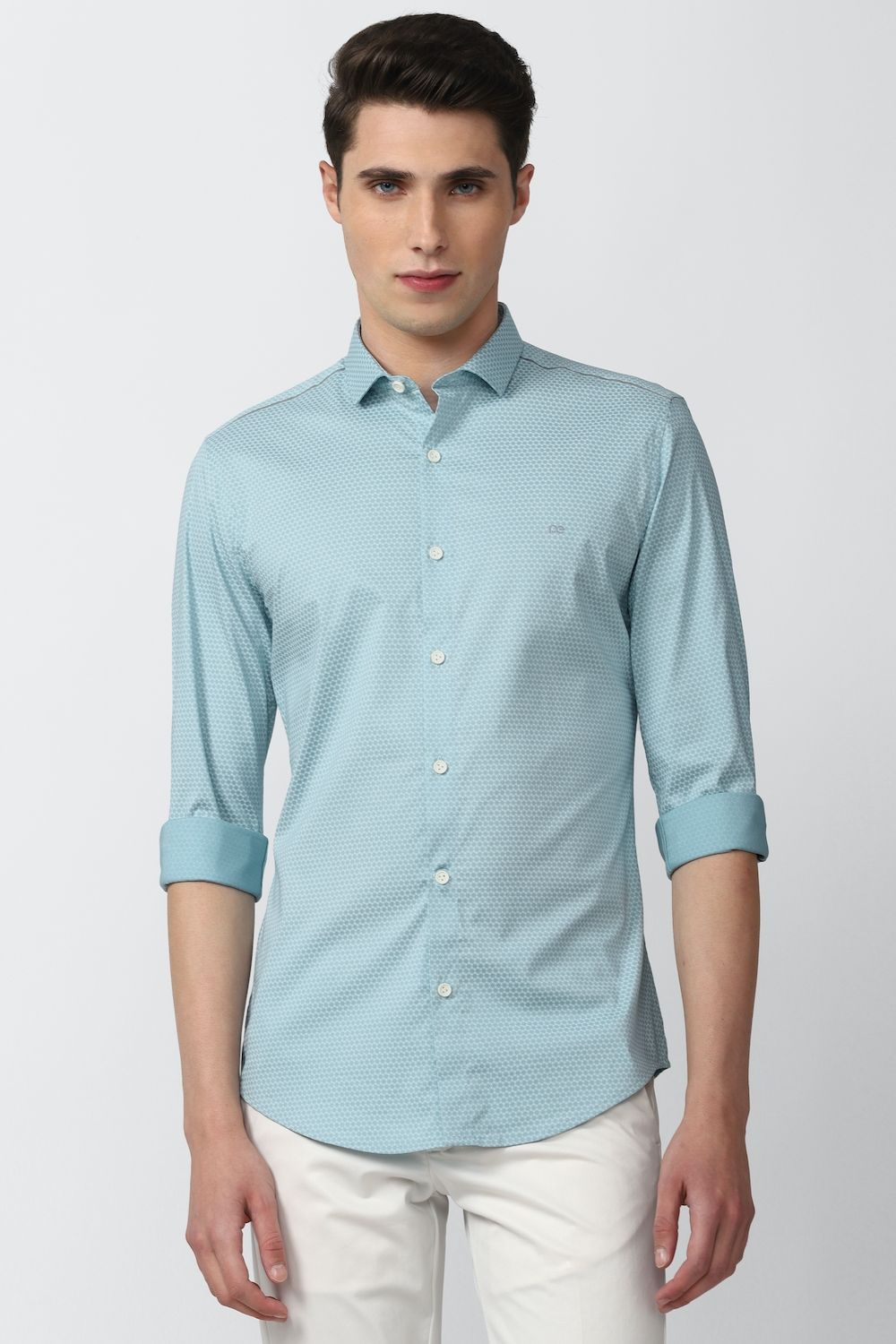 Men Blue Athletic Fit Formal Full Sleeves Casual Shirt